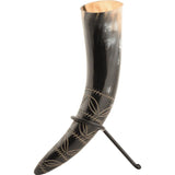 Leaf Pattern Drinking Horn With Stand-GoblinSmith