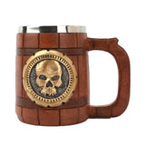 Medallion Skull on Resin Wood Design Insulated Mug-GoblinSmith