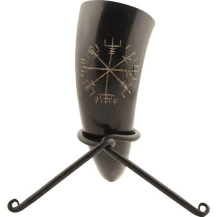 Vegvisir Viking Drinking Horn With Stand-GoblinSmith