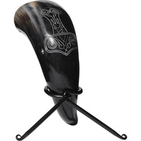 Viking Mjolnir Drinking Horn With Stand-GoblinSmith