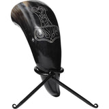 Viking Mjolnir Drinking Horn With Stand-GoblinSmith